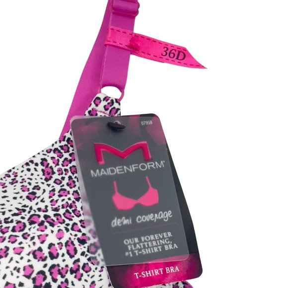 Maidenform Womens Love The Lift T-Shirt Bra Size 36D Pink & White Comfy Casual - Picture 11 of 11